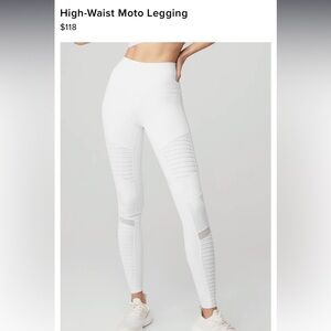 White alo yoga moto leggings